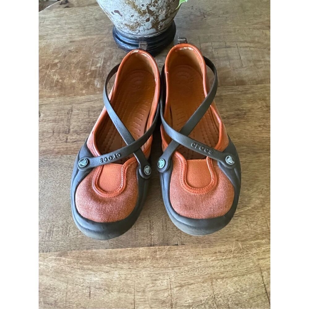 Free with purchase 🛍️Crocs Celeste Woman’s 5 Orange Straps Mary Jane Flats
